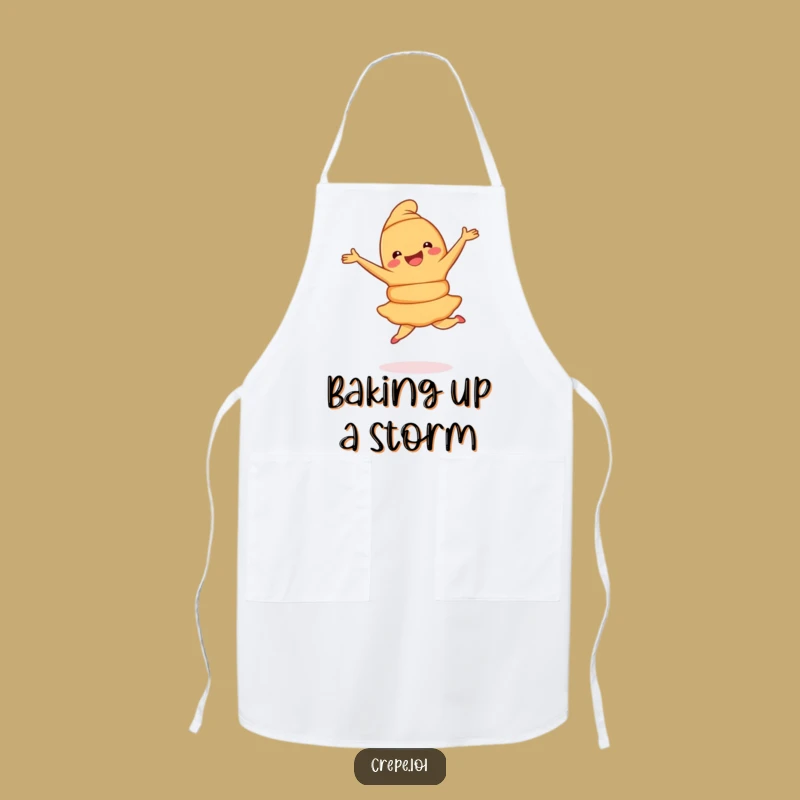 Funny Croissant Pirouette Apron: Joyful Baker's Pastry Dance for Kitchen Fun