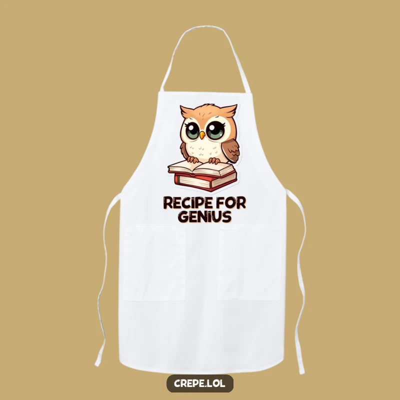 Funny Amazed Owl Apron, Kitchen Fun for Book Lovers, Hilarious Cooking Gift