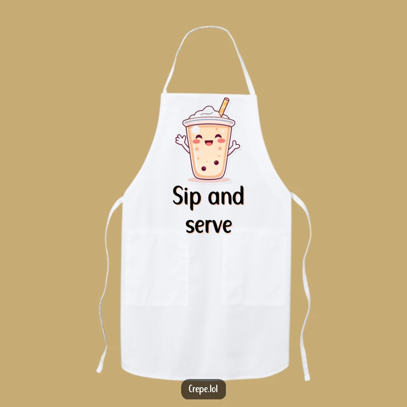 Funny Bubble Tea Wave Apron: Serve Drinks with a Cheerful Smile