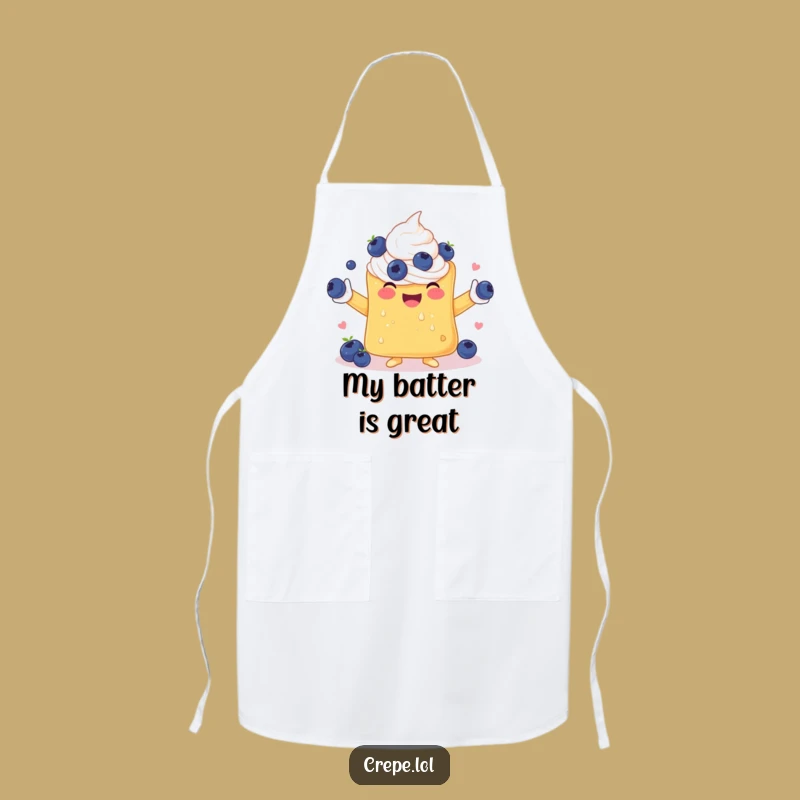 Funny Crepe Juggling Blueberries Apron: Cook with Culinary Comedy