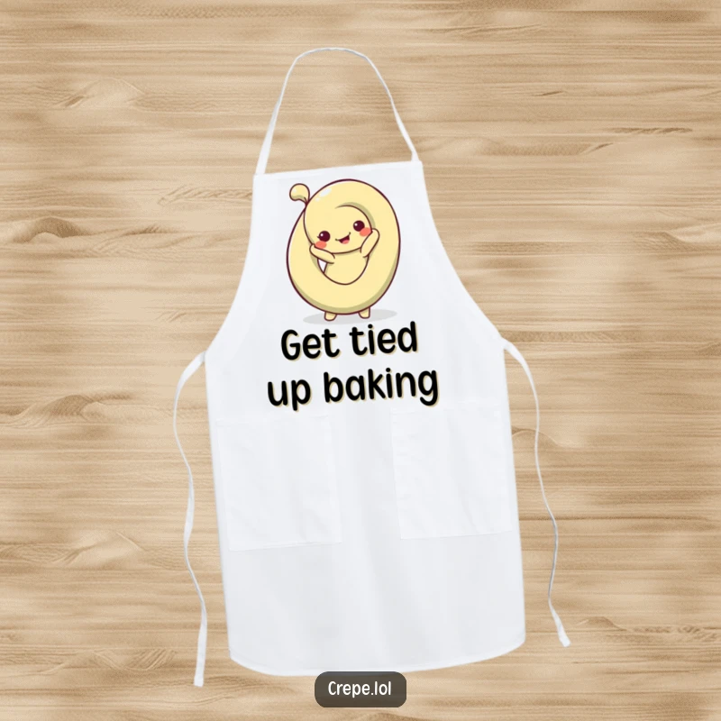 Funny Pretzel Pose Apron showing a silly pretzel in a bendy pose, adding humor to kitchen tasks.