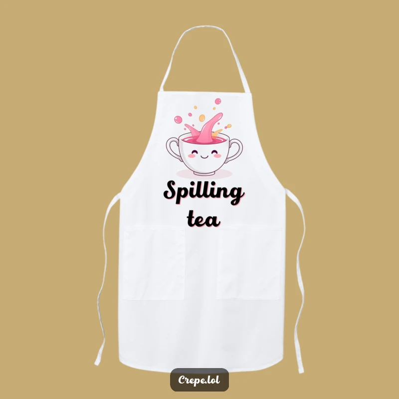 Funny Teacup Spill Apron: Playful Hilarious Beverage Kitchen Gift
