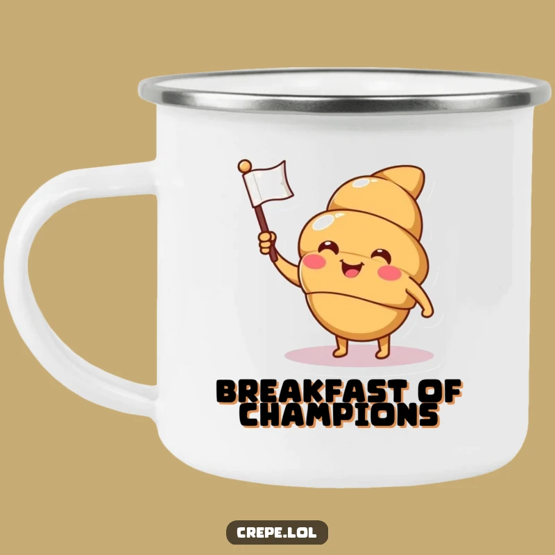 Funny Croissant Wink Camping Mug: Chic Adventures with Hilarious Humor