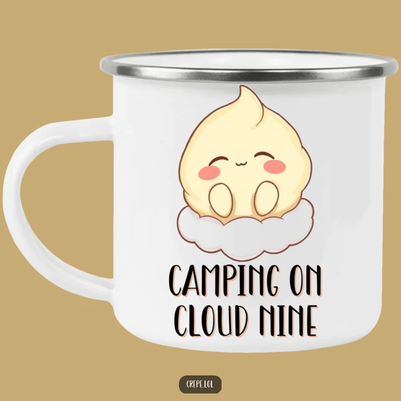 Funny Cloud Crepe Camping Mug: Sip Serenity Under the Stars
