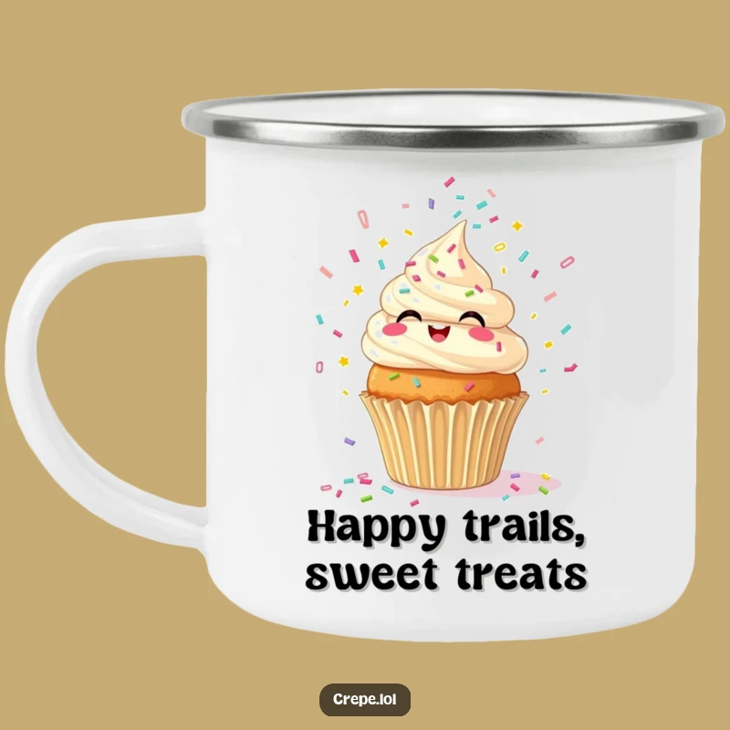 Funny Giggling Cupcake Spouting Confetti Camping Mug - Outdoor Fun!