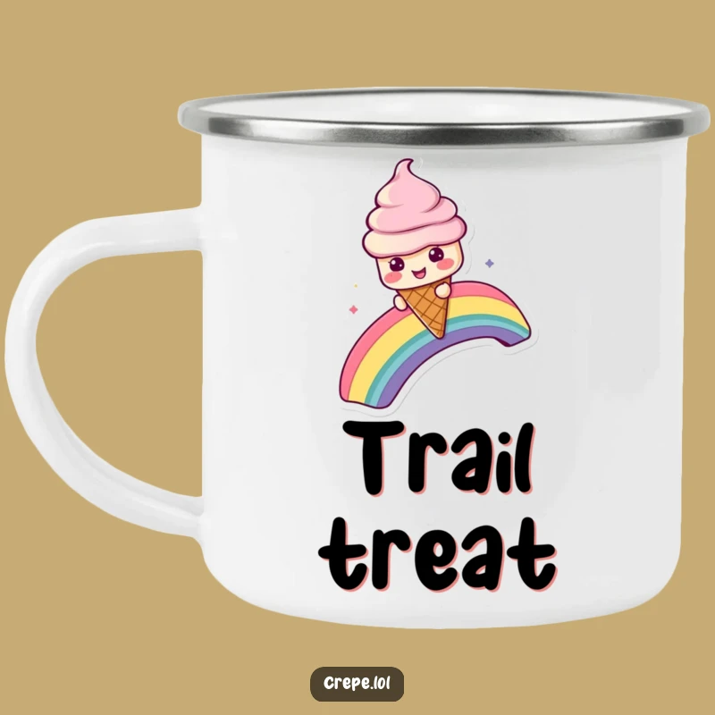 Funny Ice Cream Camping Mug: Rainbow Cone Enamel Mug, Ideal Funny Gift!