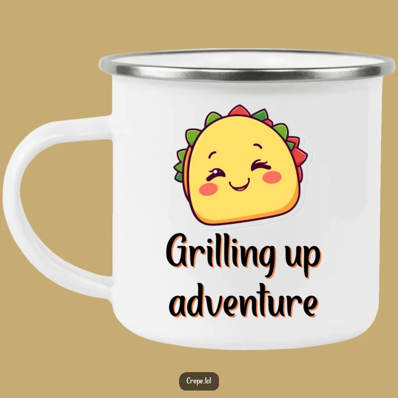 Funny Taco Camping Mug: Cheesy Grin Outdoor Foodie Gift