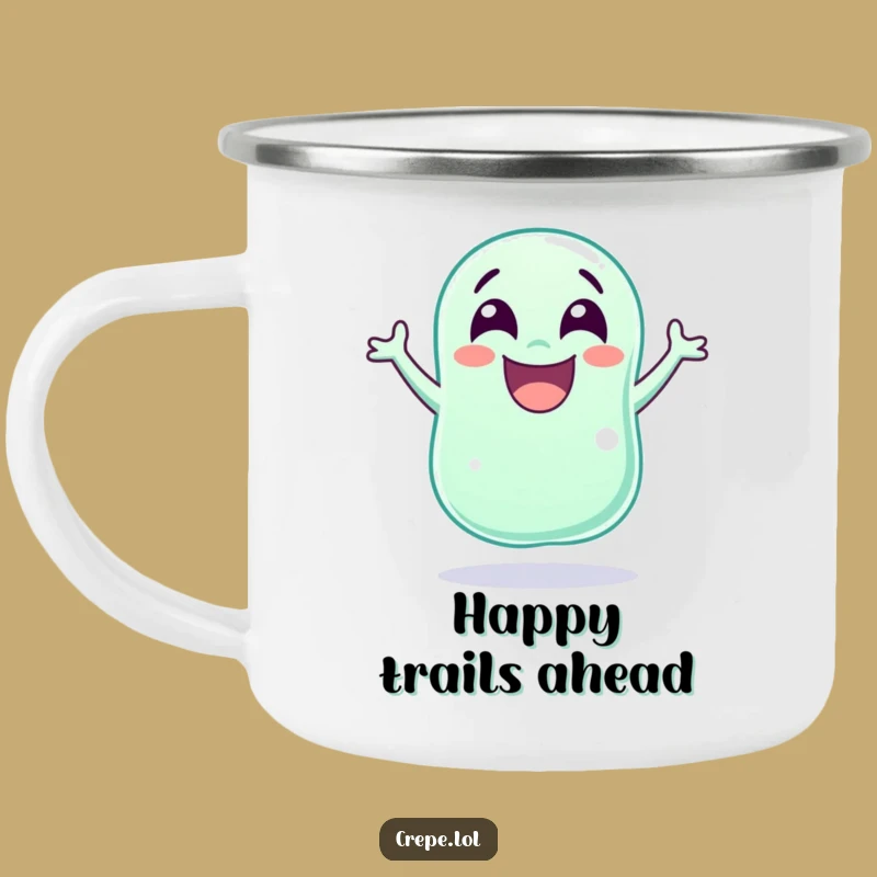 Funny Jellybean Jump Camping Mug: Adventure Fuel with Hilarious Candy Cheer!