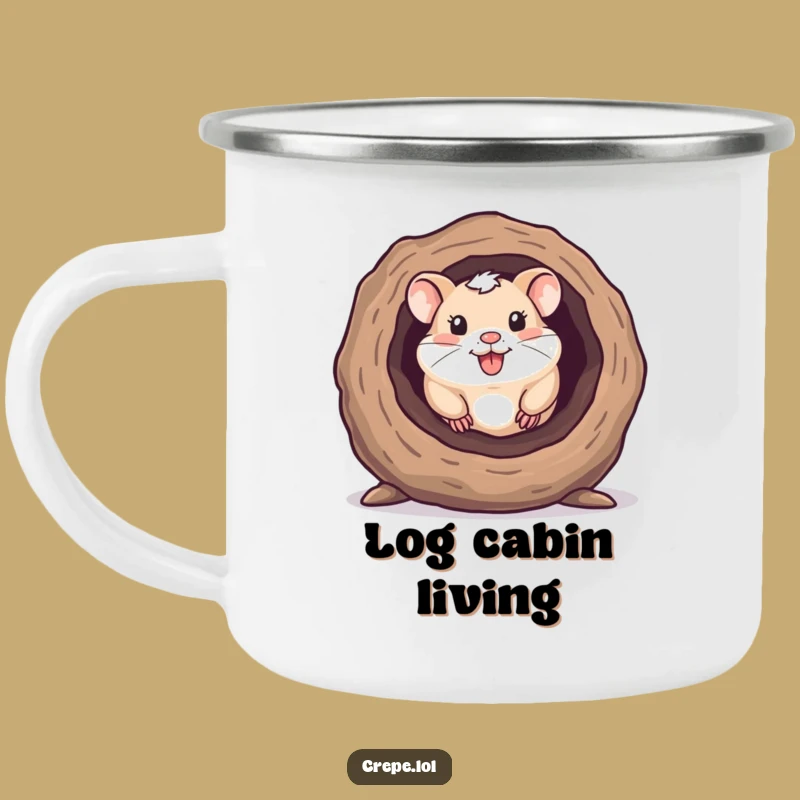 Funny Hamster Log Camping Mug, Adventure Companion with Tiny Pet Charm