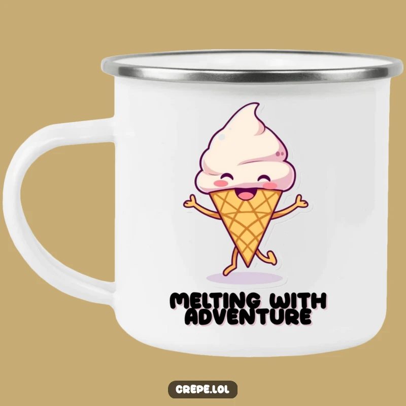 Funny Ice Cream Dance Camping Mug: Grinning Cone's Trailside Moves for Cool Adventures