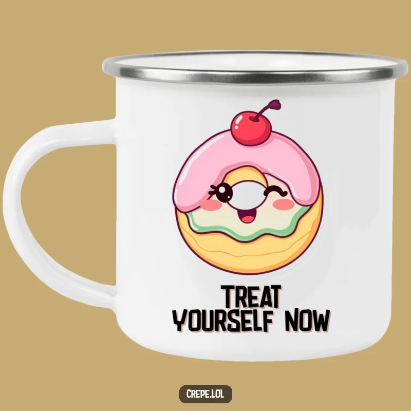 Funny Winking Donut Camping Mug: Durable & Hilarious Sweet Companion