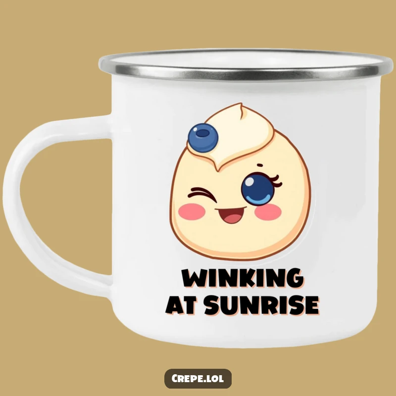 Funny Winking Crepe Camping Mug - Joyful Outdoor Gift