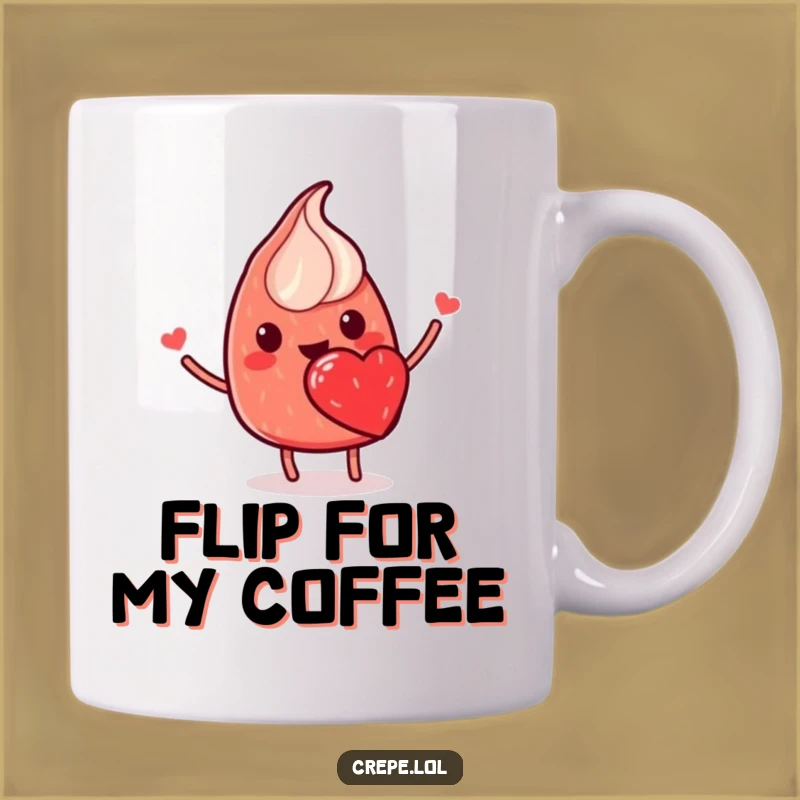 Funny Crepe Flip Mug - Smiling Foodie Gift for a Happy Flipping Friend