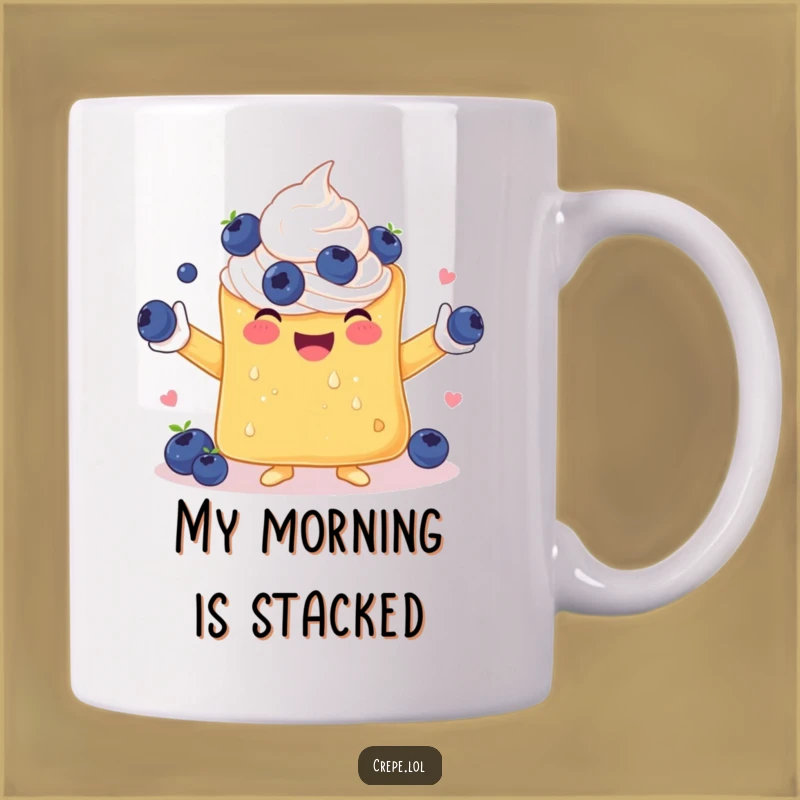 Funny Crepe Juggling Blueberries Mug: A Deliciously Humorous Gift for Dessert Lovers
