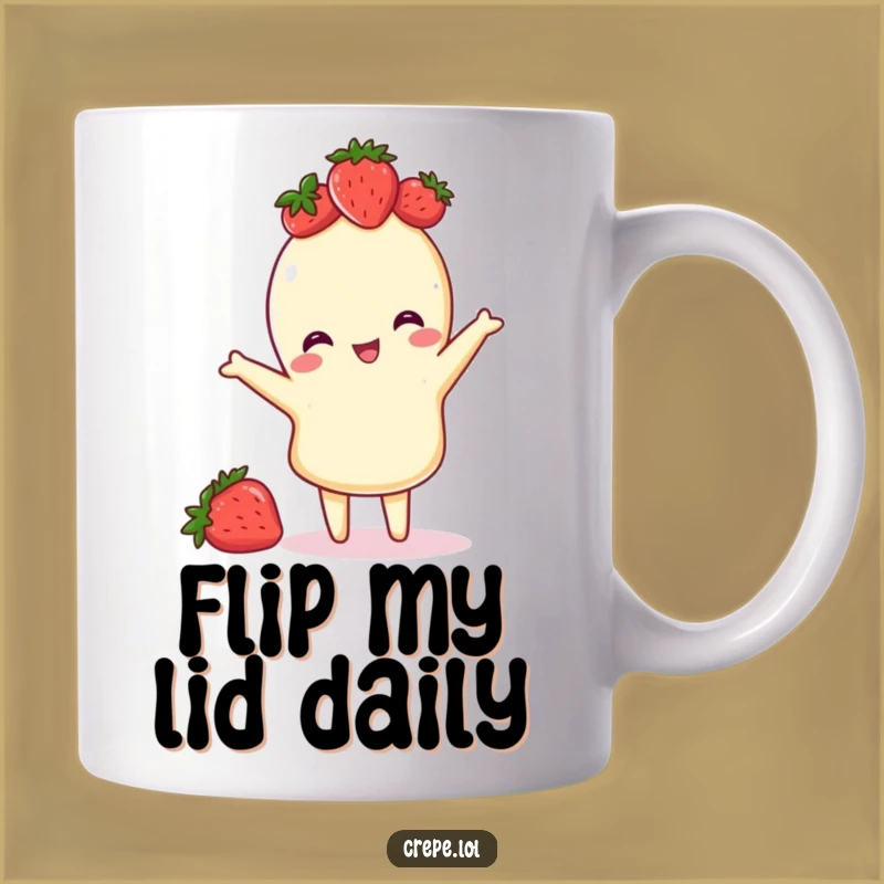 Funny Strawberry Crown Crepe Flipping Mug - Perfect Playful Gift