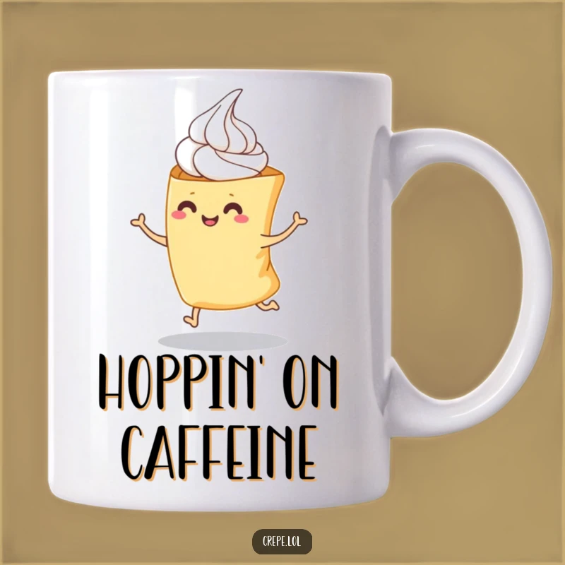 Funny Hopping Crepe Mug - Joyful Whipped Cream Treat Gift!