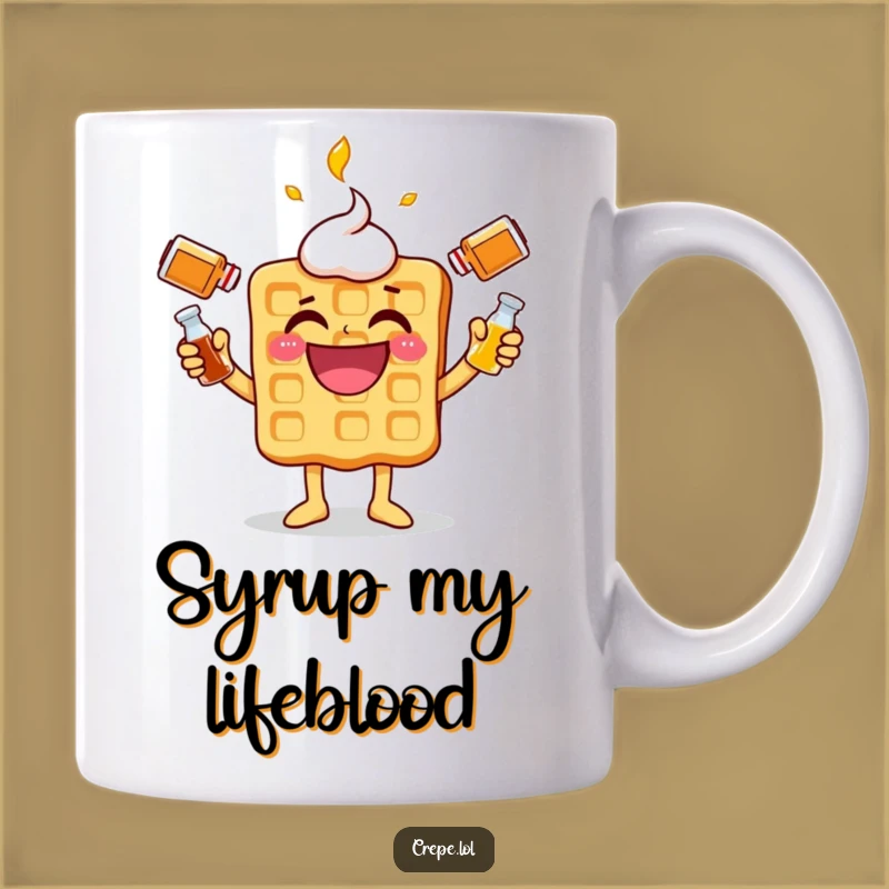 Funny Waffle Syrup Juggling Mug: A Hilarious Breakfast Character Gift for Syrup Lovers