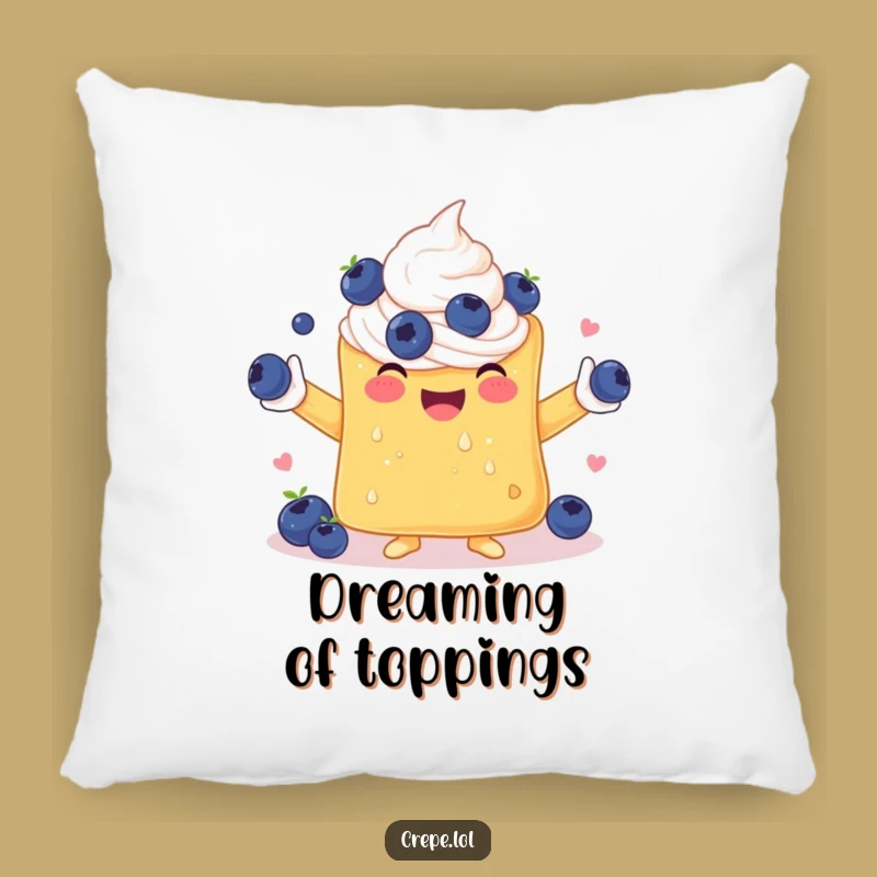 Cozy Funny Crepe Juggling Blueberries Pillow: Snuggle with Sweet Humor