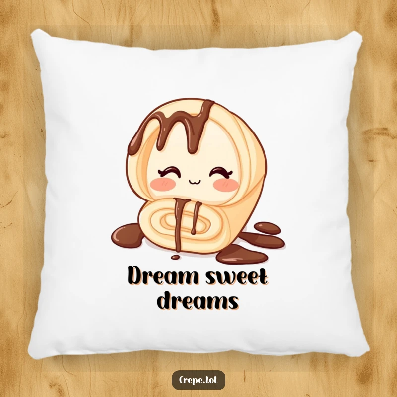 Funny pillow designed with a charming winking chocolate crepe, providing comfort and a humorous touch to any sofa or bed.