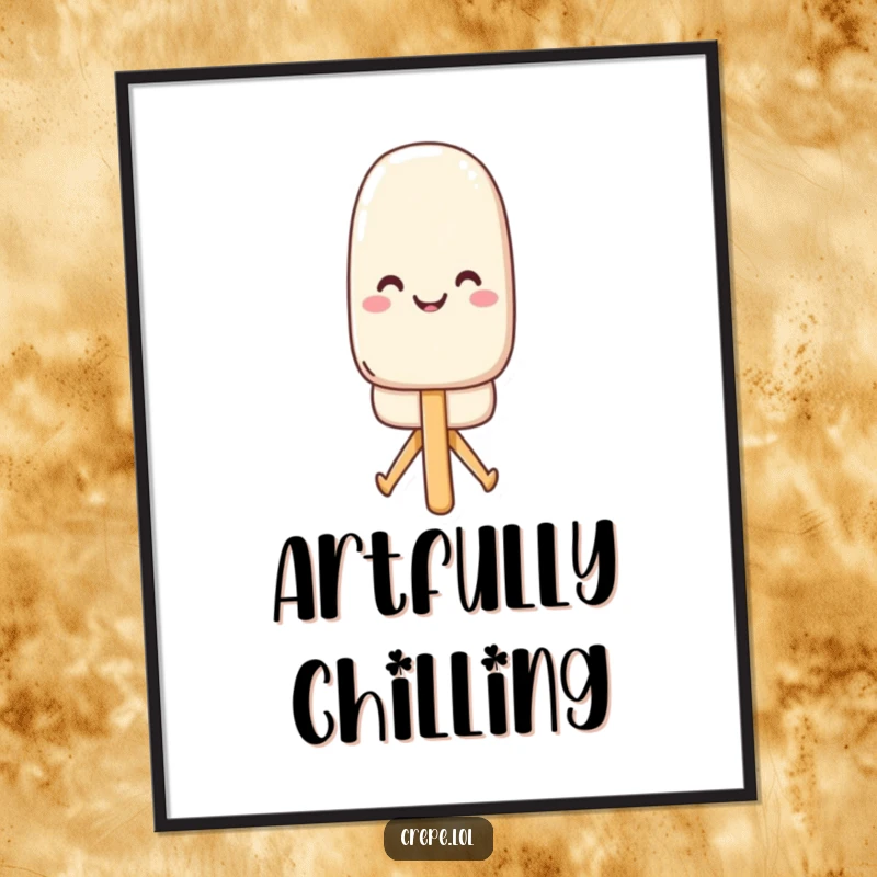 Funny popsicle digital art print of a smiling popsicle in a dynamic split, ready to add humor to any room.