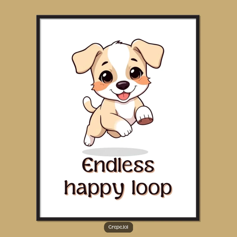 Funny Puppy Chasing Tail Digital Art, Hilarious Dog Print Download
