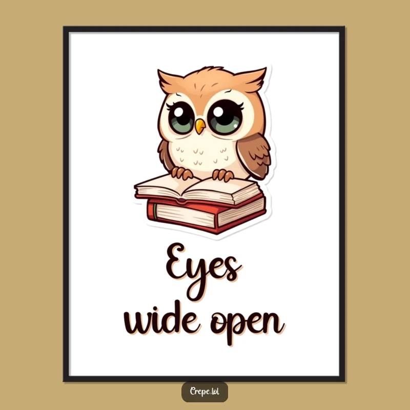 Funny Amazed Owl Digital Print, Instant Wall Decor, Hilarious Bookish Art