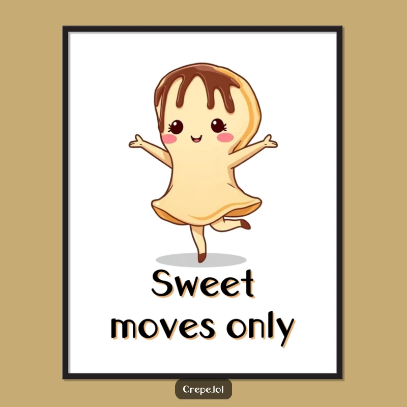 Funny Chocolate Crepe Digital Art Print - Elegant Pirouette Decor