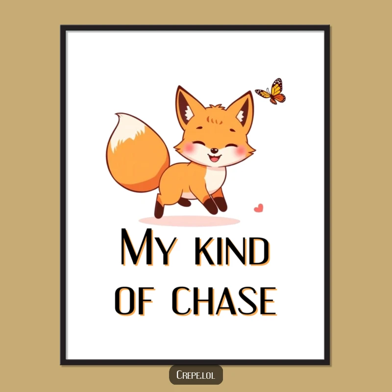 Funny Fox Butterfly Chase Digital Art: Hilarious Woodland Decor