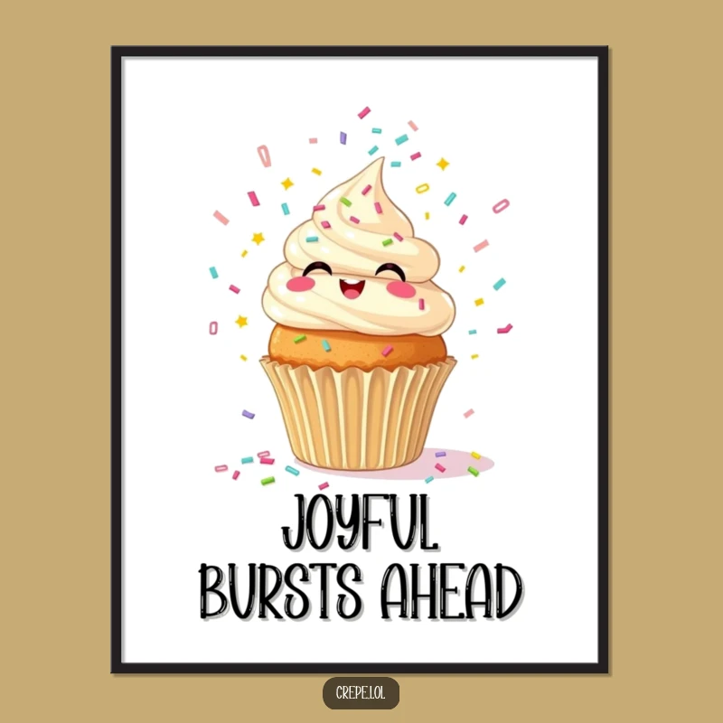 Funny Giggling Cupcake Spouting Confetti Digital Art - Instant Joyful Decor!
