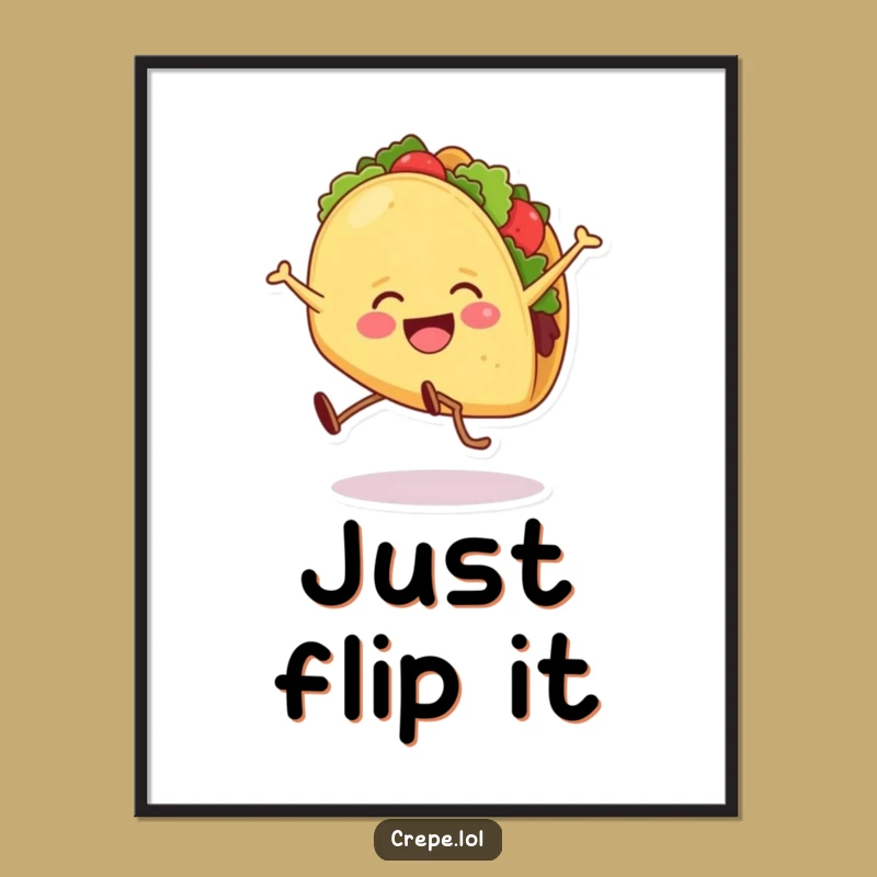 Funny Taco Cartwheel Digital Print: Instant Hilarious Decor for Your Space