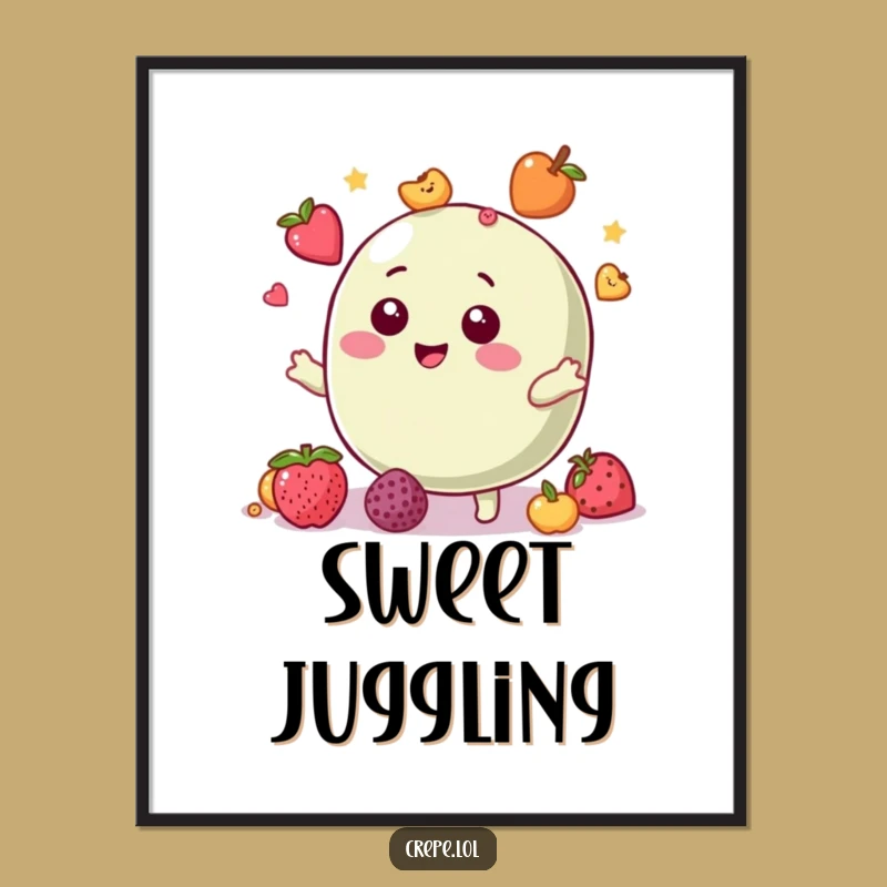 Funny Macaron Digital Art: Juggling Fruit Wall Art, Unique Funny Gift!