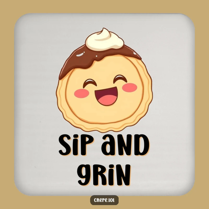 Funny Chocolate Crepe Giggling Drink Coaster: Protect Surfaces with Sweetness