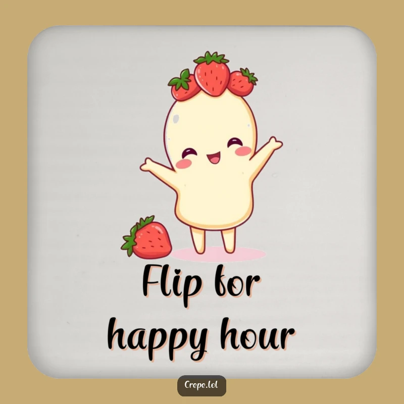 Funny Crepe Coaster with Strawberry Crown - Playful Drink Accessory