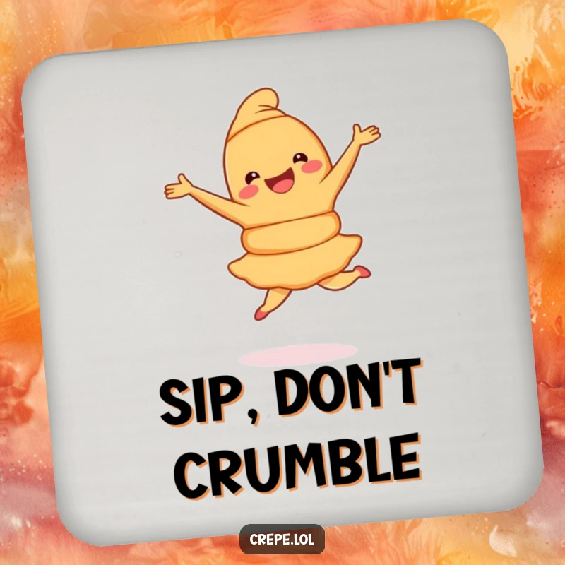 Funny Croissant Pirouette Coasters featuring a joyful croissant mid-pirouette, protecting surfaces with pastry elegance and humor.