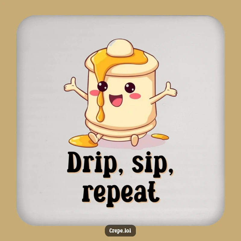 Funny Pancake Syrup Coaster - Playful Breakfast Character Drink Saver