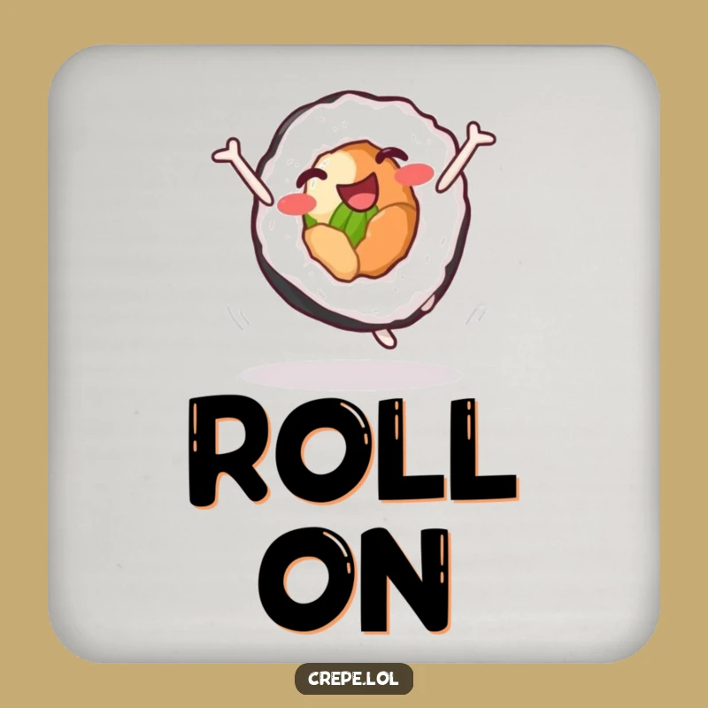 Funny Sushi Roll Cartwheel Drink Coaster: Protect Surfaces with Hilarious Foodie Fun