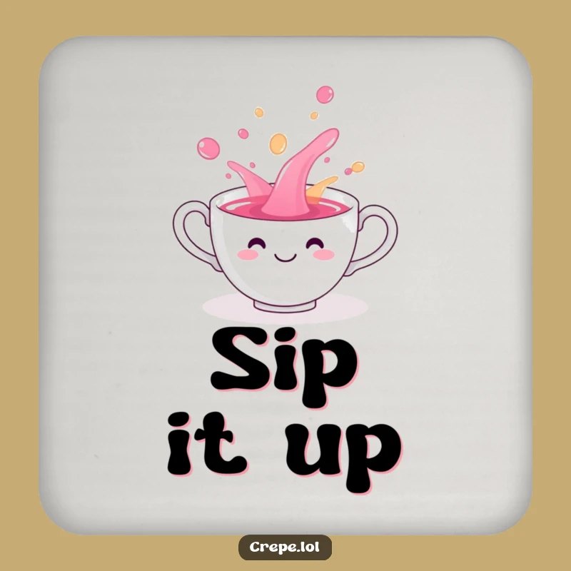 Funny Teacup Spill Coaster: Playful Hilarious Beverage Table Gift