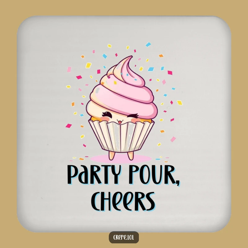 Funny Cupcake Confetti Drink Coaster: Protect Surfaces with Festive Fun
