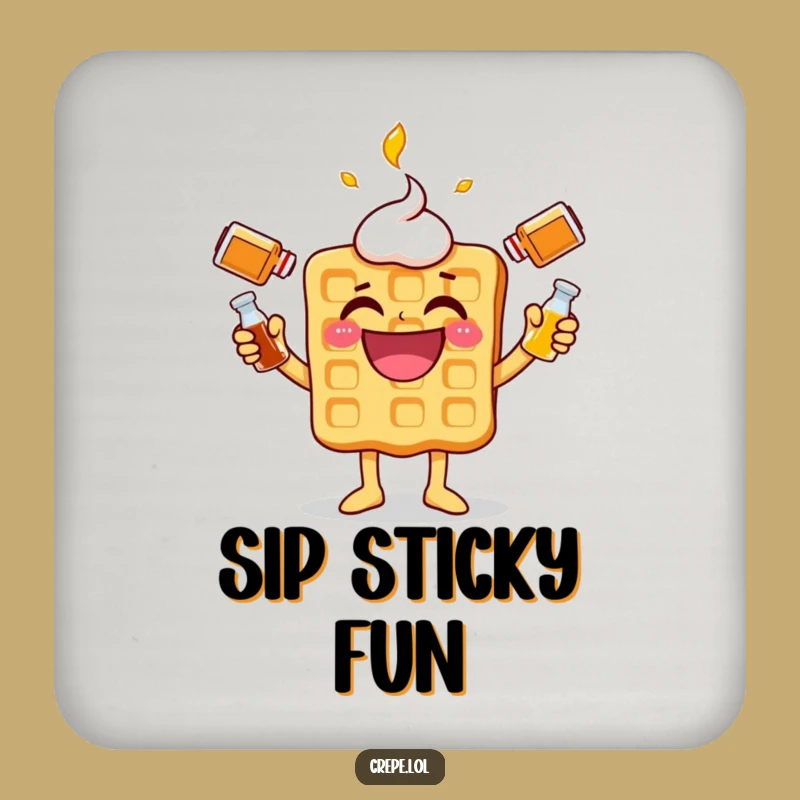 Funny Waffle Syrup Juggling Coaster: Protect Surfaces with Breakfast Fun