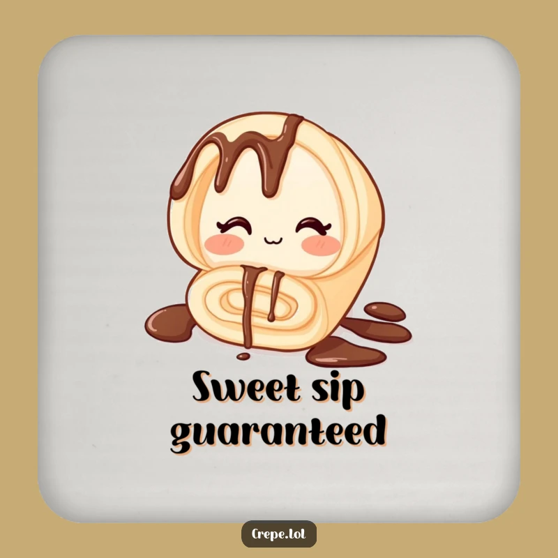 Funny Winking Chocolate Crepe Coaster - Protect Surfaces with Humor Gift!