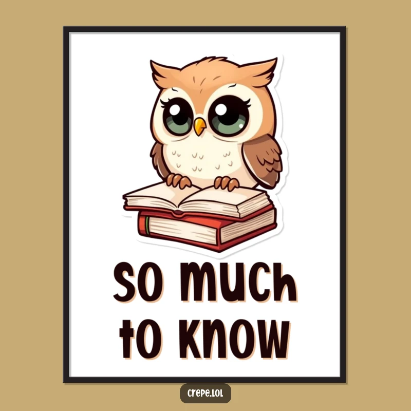 Funny Amazed Owl Poster, Whimsical Wall Art, Hilarious Decor for Book Lovers