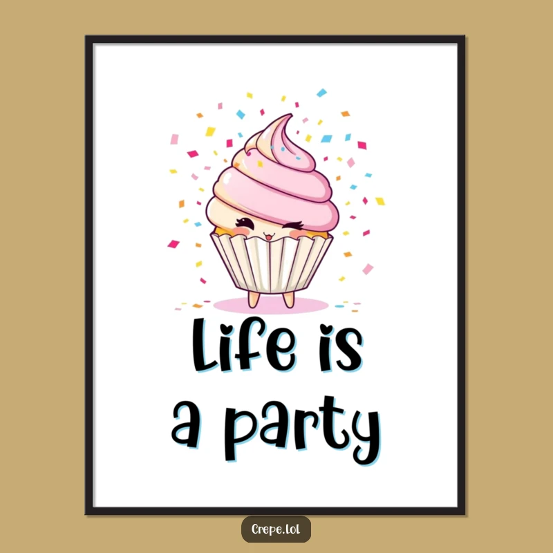 Funny Cupcake Confetti Poster: Festive Wall Art, Perfect Gift