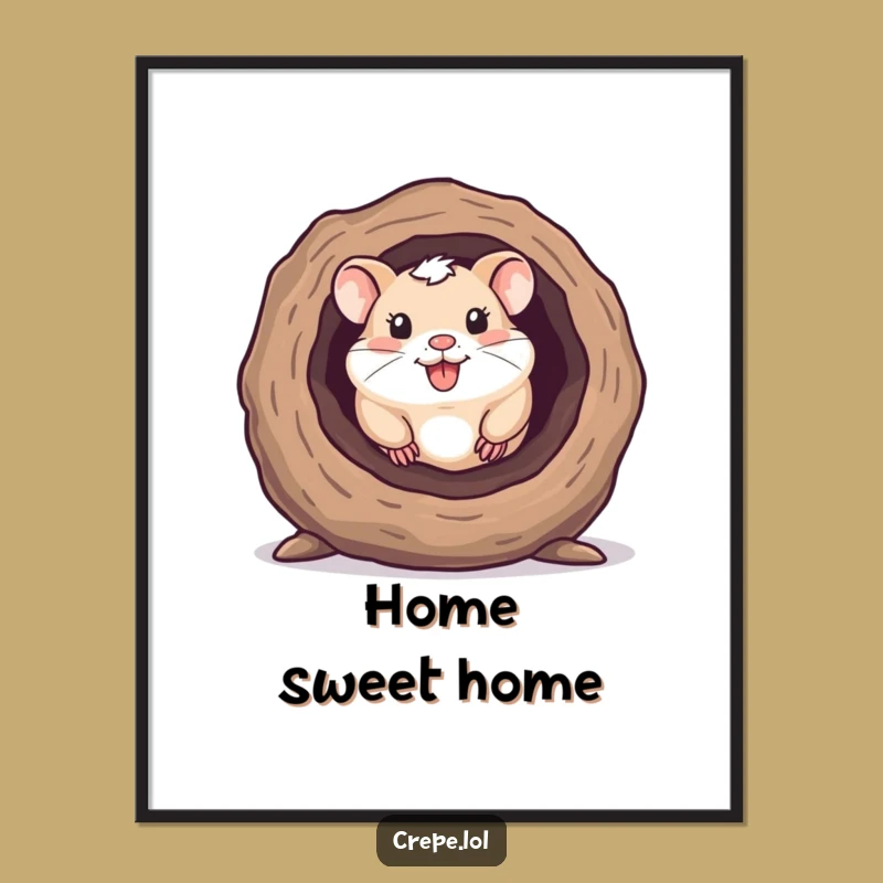 Funny Hamster Log Poster, Adorable Pet Art for Cozy Home Decor