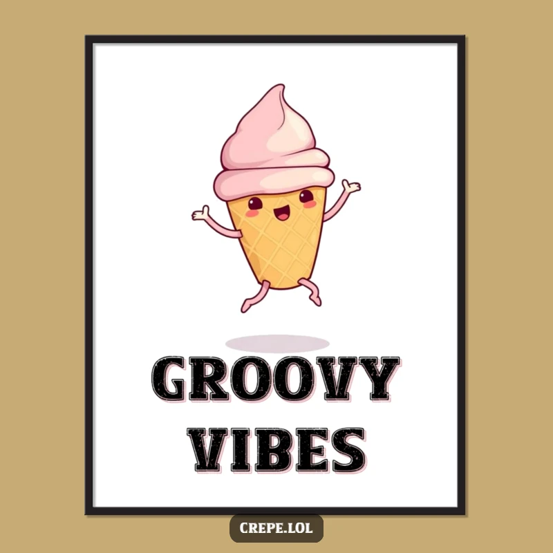 Funny Ice Cream Dance Poster: Cute Hilarious Dessert Art Print Gift