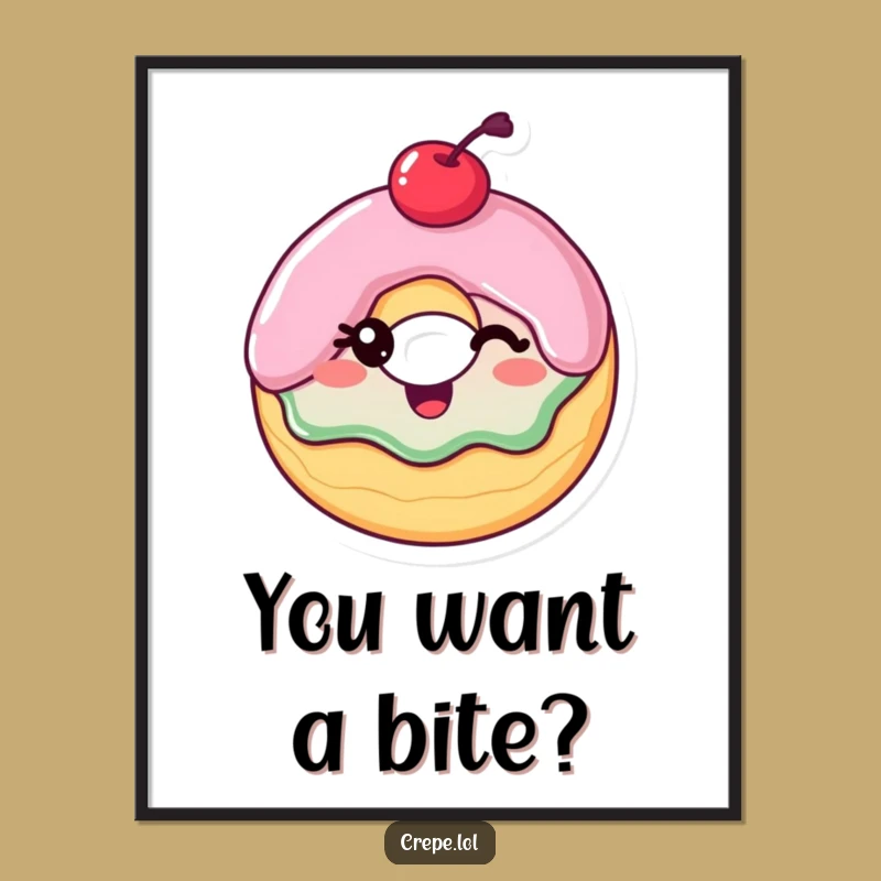 Funny Winking Donut Poster: Hilarious Wall Art for Sweet Lovers