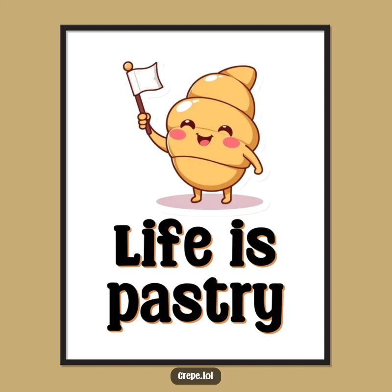 Funny Croissant Wink Poster: Cheerful Pastry Art for a Hilarious Gift