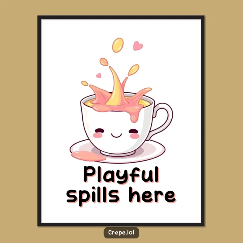 Funny Teacup Spill Poster: Brighten Your Walls with Hilarious Playful Art!