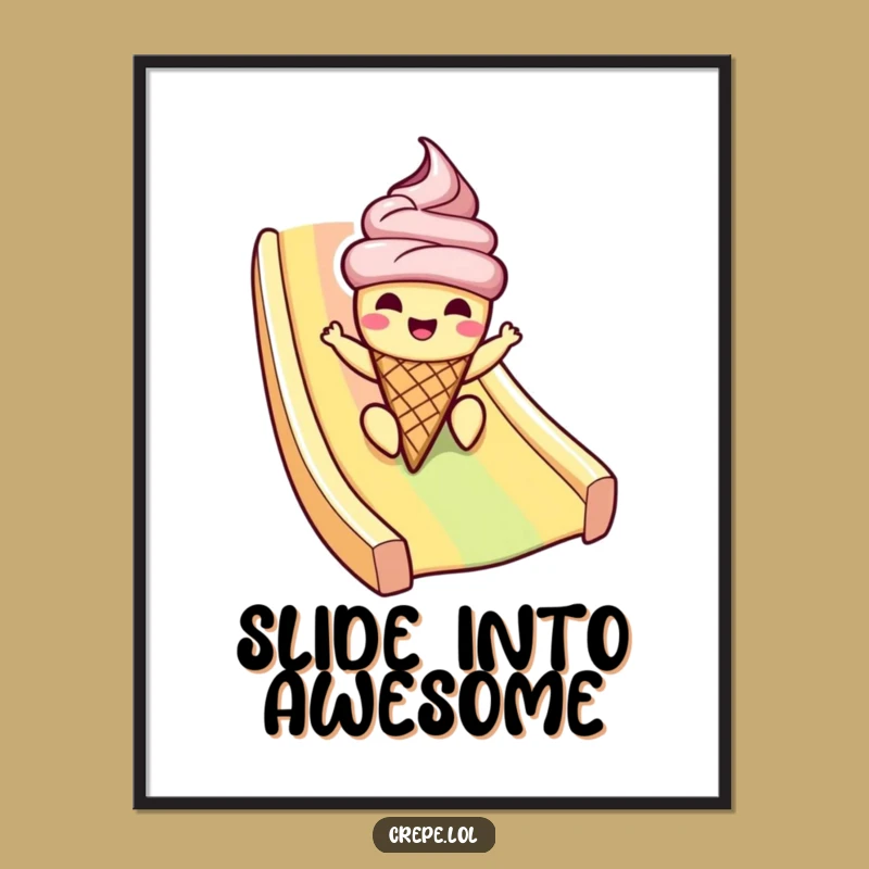 Funny Ice Cream Rainbow Poster: Cheerful Summer Art for a Hilarious Gift