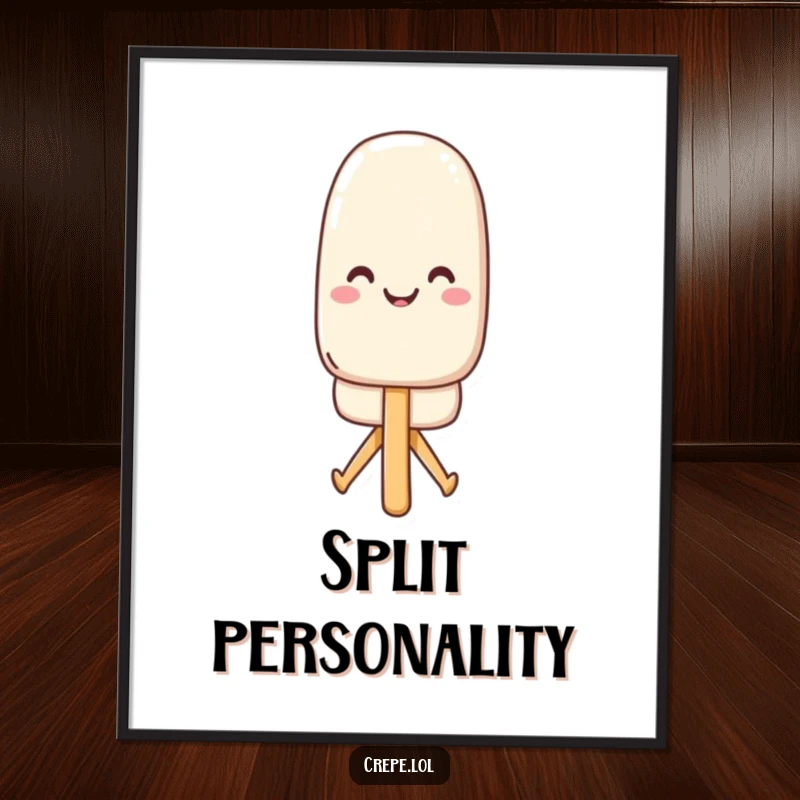 Funny popsicle poster showing a happy popsicle doing a split, adding a whimsical and humorous element to decor.