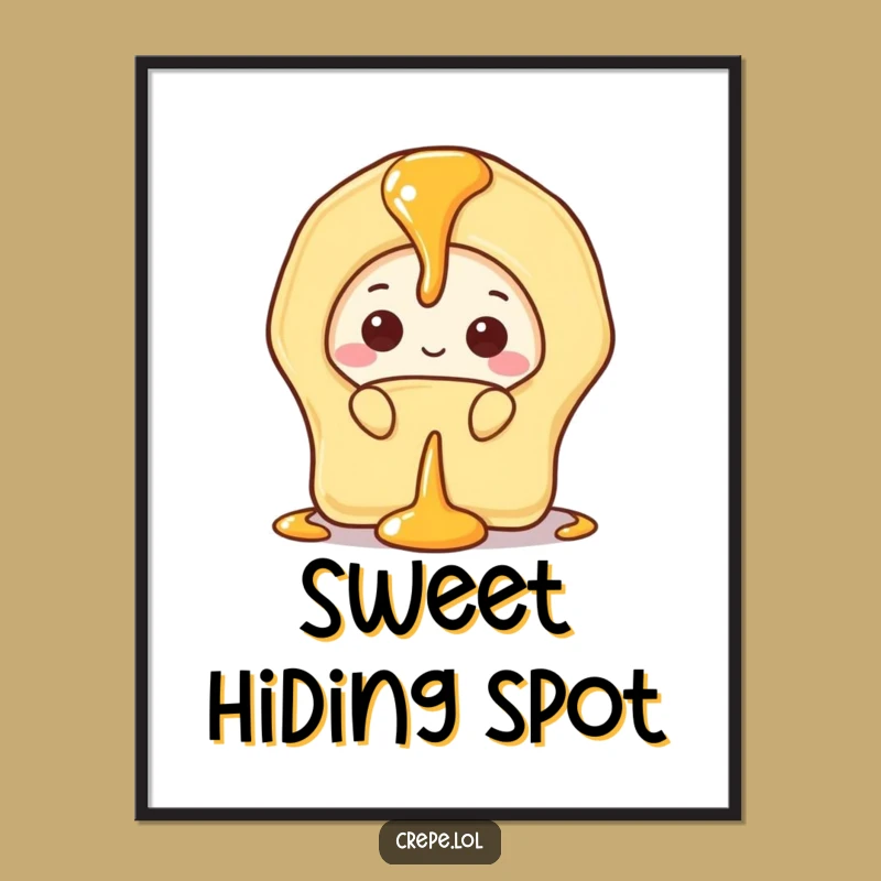 Art Print: Funny Shy Banana Crepe Poster, Gentle Humor Decor Gift